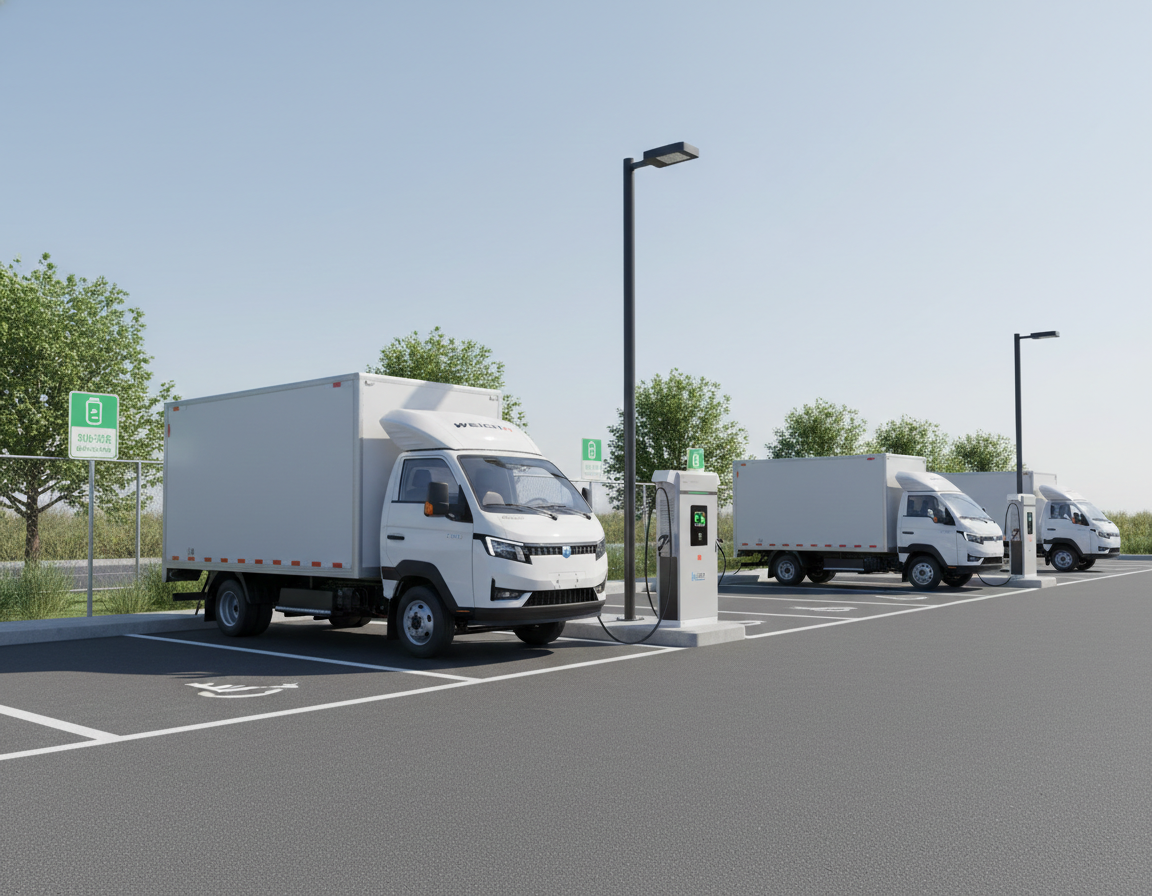 Electric trucks at charging stations